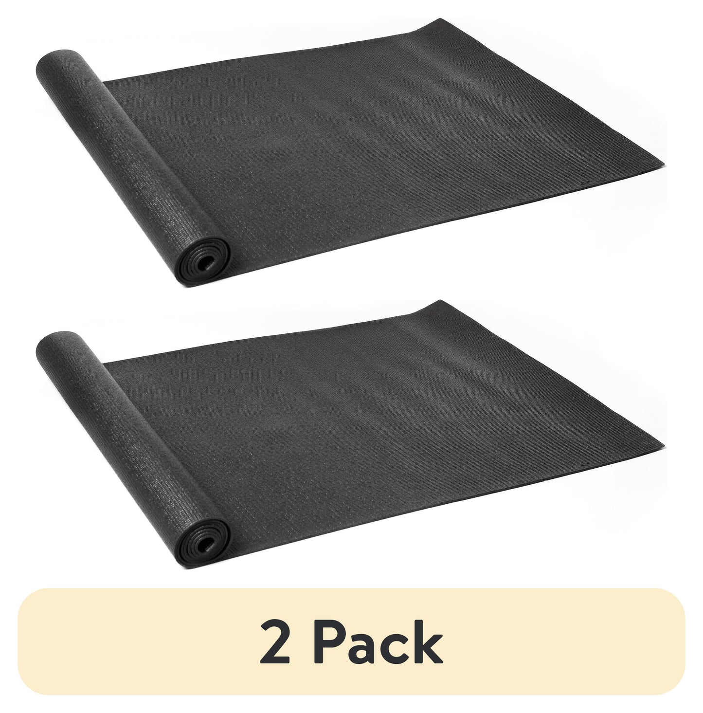 (2 Pack) PVC Yoga Mat, 3Mm, Dark Gray, 68Inx24In, Nonslip, Cushioning for Support and Stability