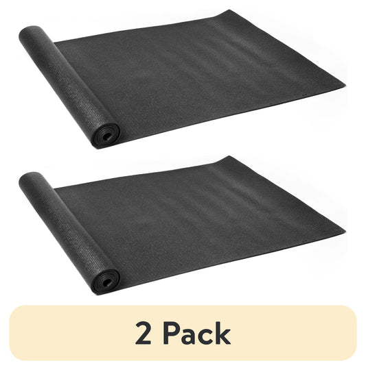 (2 Pack)  PVC Yoga Mat, 3Mm, Dark Gray, 68Inx24In, Nonslip, Cushioning for Support and Stability